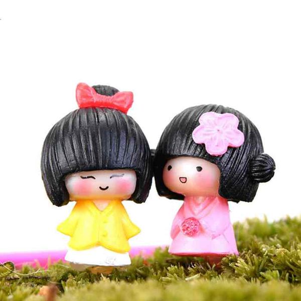 

mini cute kimono girl doll ornament micro landscape decoration moss terrarium plants pot accessories diy crafts materials toys for kids