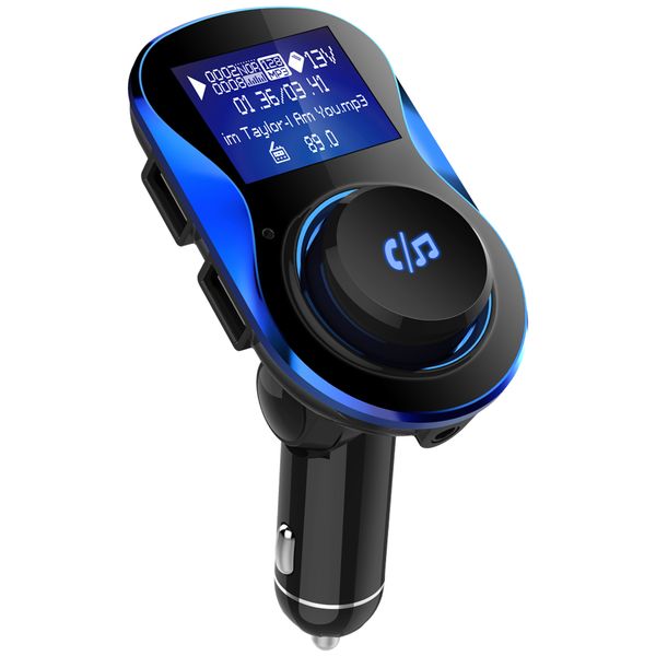 

wireless car bluetooth fm transmitter big screen car kit support mobile navigation and voltage monitor with usb fast charger for smartphone