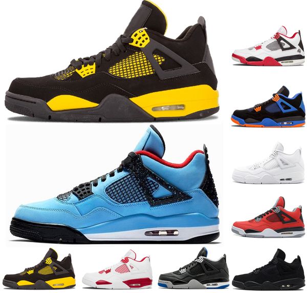 

4 travis cactus jack blue men basketball shoes 4s black white red toro bravo green glow cavs mens designer shoes sports sneakers