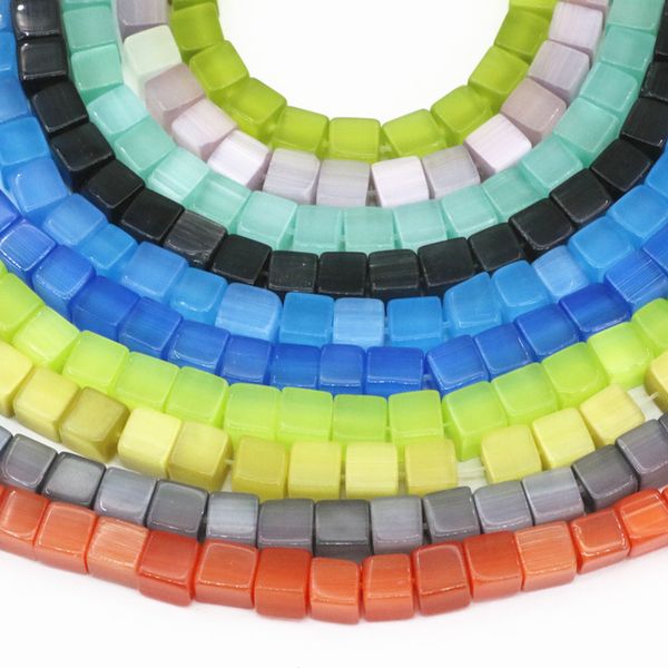 

diy 6mm cube shape multicolor cat eyes bead for jewelry making opal crystal jades loose beads diy jewellery findings 15inch, Black