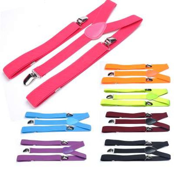 

1pc new mens womens clip-on suspenders elastic y-shape adjustable braces colorful jj0321w*5, Black;white