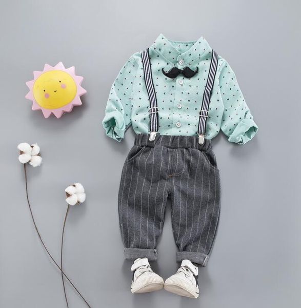 

2019 new spring and autumn gentleman edition 0-4 year old baby idea shirt with two child suit fashion children outdoor children suit, White