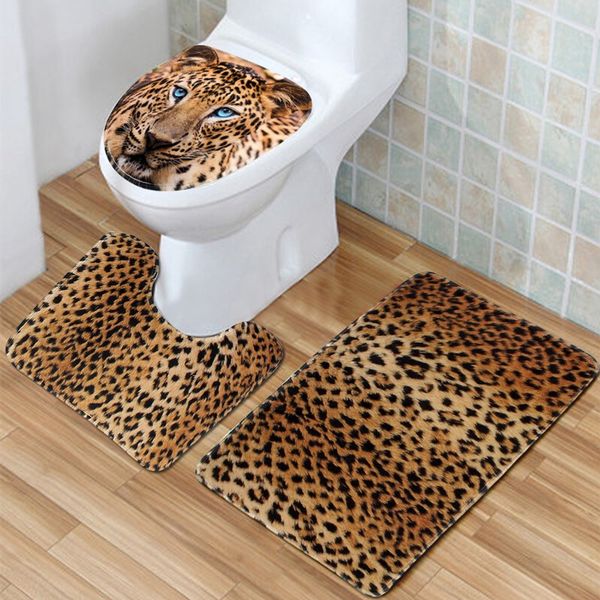 

новый!!!3 шт./компл. ванная комната нескользящей леопард текстуры пьедестал ковер + крышка унитаза+коврик для ванной