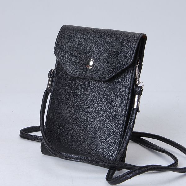 

fashion pu leather 2 layers vertical cellphone pouch small crossbody bag soulder bags with shoulder strap and magnetic button