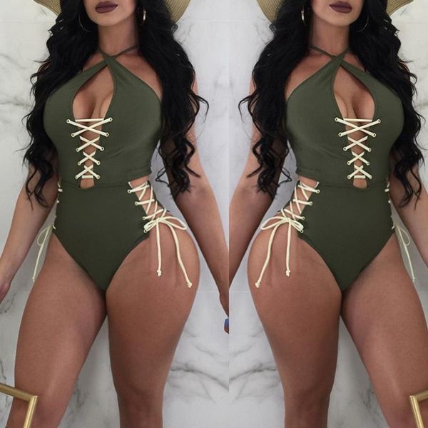 

fashion women one-piece swimsuit hollow out bandage swimwear bikini one piece swimsuits womens swimwear