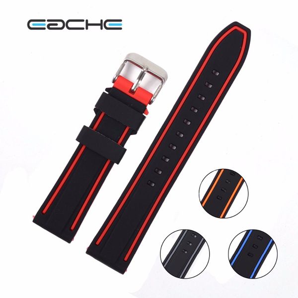 

eache colorful watch band 20mm,22mm,24mm,26mm silicone rubber watch straps waterproof watchband, Black;brown