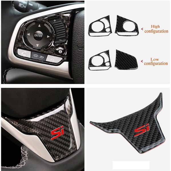 2019 Car Interior Accessories Carbon Fiber Steering Wheel Sticker Frame Trim Steering Wheel Button Cover For Honda Civic 2016 2017 From Suozhi1990