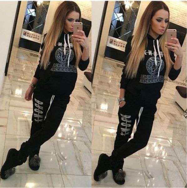 

o-neck new ladies tracksuits hoodies sweatshirt +long pants sportwear sashes pants 2 piece set female fashion, Gray
