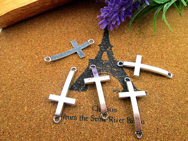 

60pcs 37x16mmcross charms,antique silver sideways cross charm connector pendant, Bronze;silver
