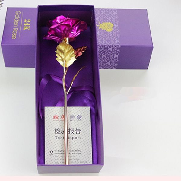 

Colorful 24k gold foil flower flore artifical imulation plated ro e flower for valentine day wedding decoracion upplie