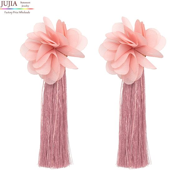 

jujia 6 colors fashion jewelry trendy earrings statement dangle long tassel drops earrings fashion women wedding earring, Silver