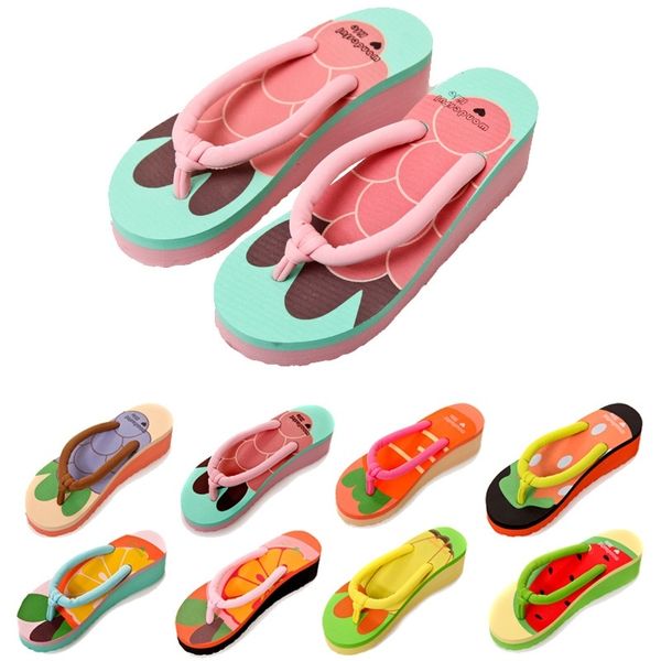 

cartoon high-heeled fruit flip-flops cute fruit cool slippers, Black;grey