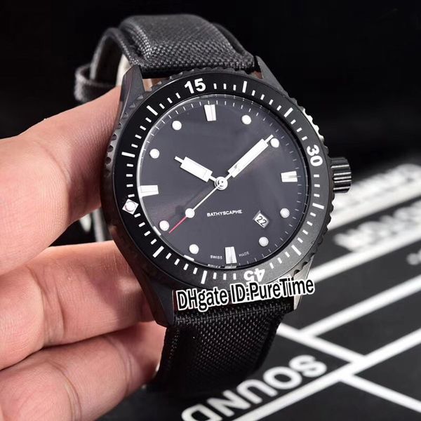 

New fifty fathom 50 fathom 5000 1230 b52a pvd teel ca e black bezel black dial t1612 automatic men watch date watche nylon trap b49b2