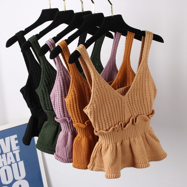 

cute stretchable knit v neck crop cami summer style vogue plain women spaghetti strap camisole tank shirt sale, White