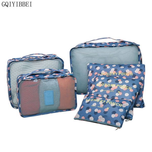 

gqiyibbei 6pcs/set oxford cloth travel mesh bag luggage organizer folding packing cube organiser travel storage bag