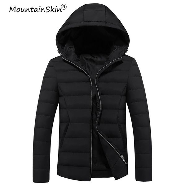 

men's down & parkas winter jacket thick warm hooded coats men thermal male slim fit jackets brand outerwears la536, Black