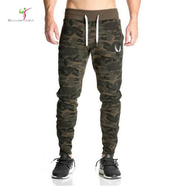 

2017 brand pants fitness casual elastic pants bodybuilding clothing casual camouflage sweatpants joggers, Black