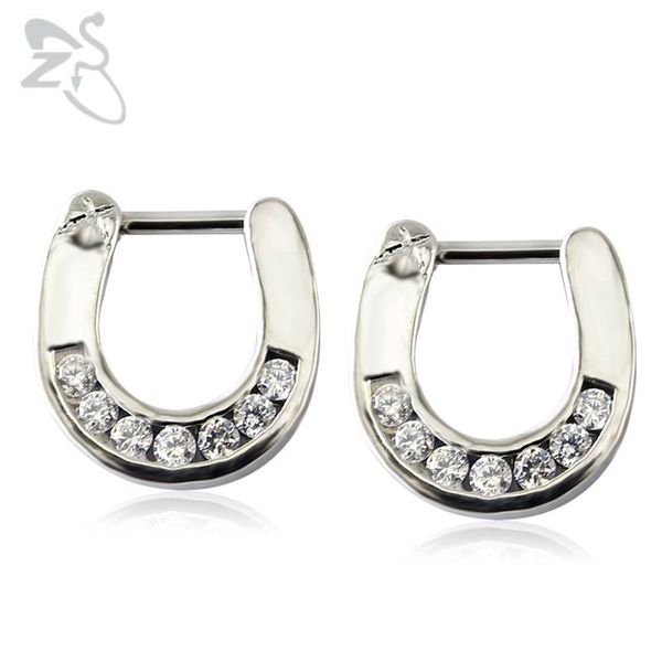 

zs 16g 316l stainless steel septum clicker piercing jewelry septum neuspiercing real nose rings 7 zirconia nose septo, Slivery;golden