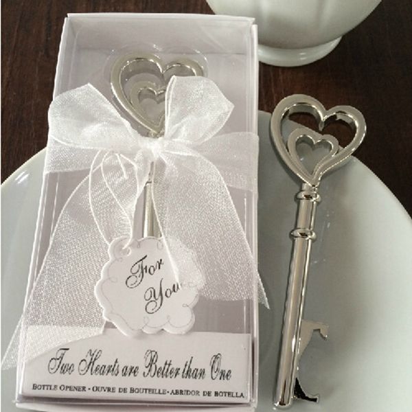 2019 Double Heart Bottle Openers Metal Key Bottle Opener Silvery