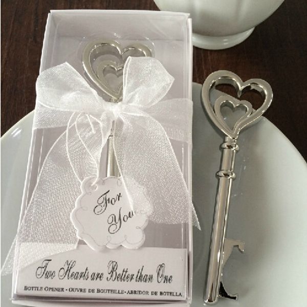 Double Heart Flaschenöffner Metall Schlüssel Flaschenöffner Silbrig Hochzeit Gefälligkeiten Liebe Bier Flaschenöffner Hochzeit Souvenir