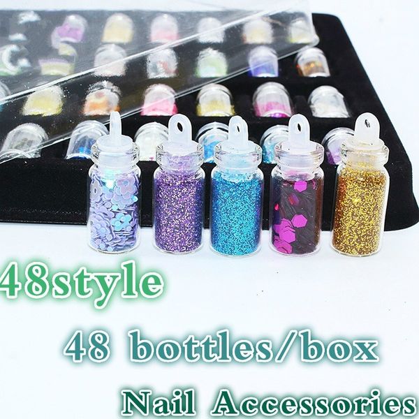 

beautiful armor jewelry diy parts 48 color glass bottled nail accessories, Silver;gold