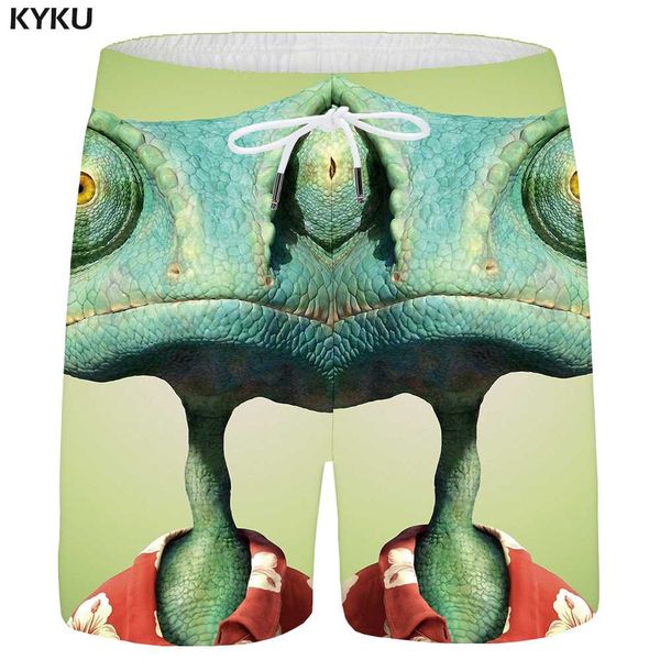 

kyku lizard shorts men green animal short pants cargo 3d printed shorts beach cool casual mens new summer high quality, White;black