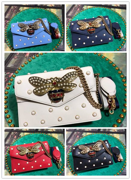 

Women de igner handbag famou luxury brand tudded bee beaded houlder bag genuine leather fa hion tote genuine leather bol o flap bag