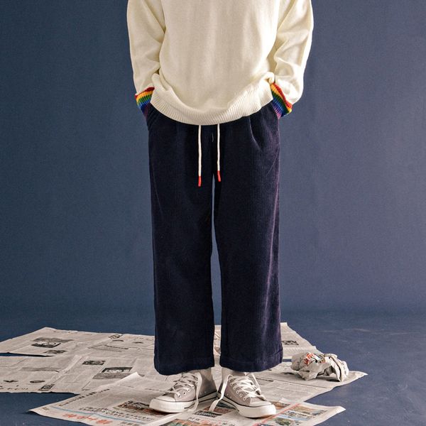 

aelfric eden autumn trousers casual street women harajuku leg men corduroy winter kj1871 wear hip hop fashion wide joggers pants swgxe, Black