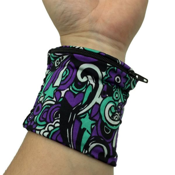 

fitness gym accessories cycling sports wristband volleyball badminton sweatband zipper pocket wrist elastic bandage wrap straps, Black;red