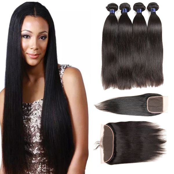 Brazilian Straight Human Hair With 4x4 Closure 100 Unprocessed