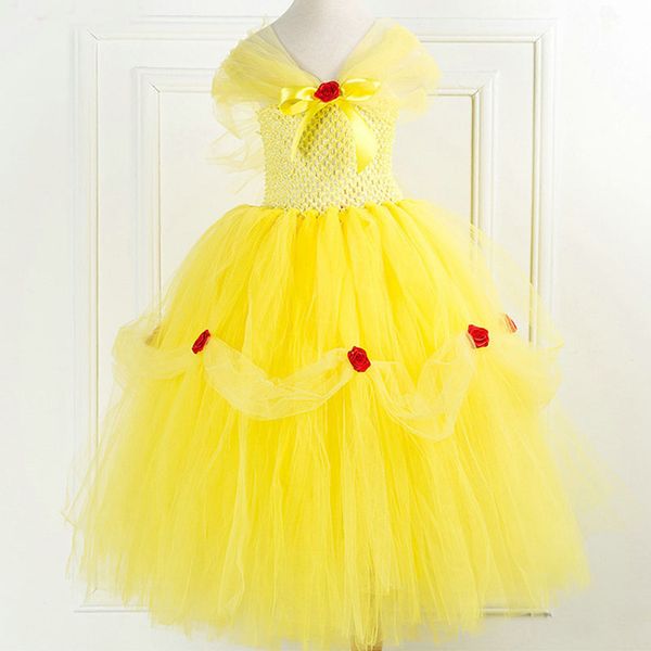 

5styles princess kids cosplay costume girls yellow birthday party wedding dress for christmas halloween clothing hh7-1136, Red;yellow