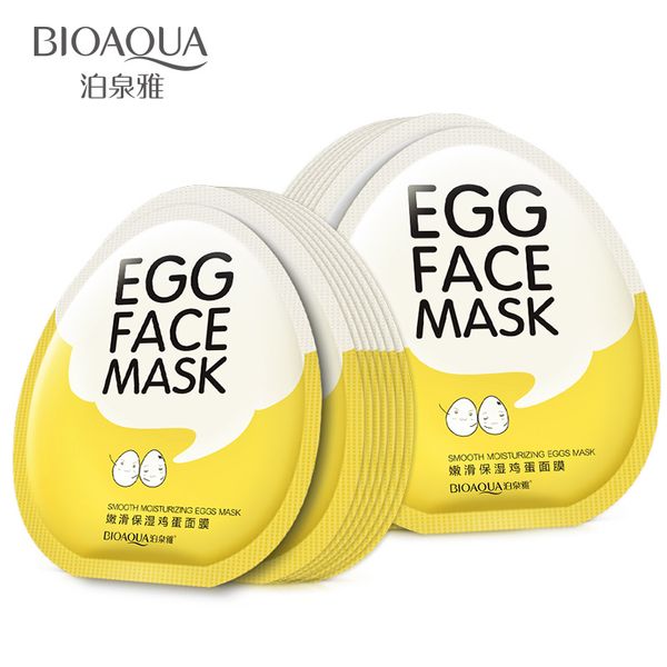 BIOAQUA 10 adet Yumurta Yüz Maskeleri İhale Nemlendirici Besinler Yüz Maskesi Yağ Kontrolü Aydınlatmak Sarılmış Maske Cilt Bakımı kutu seti