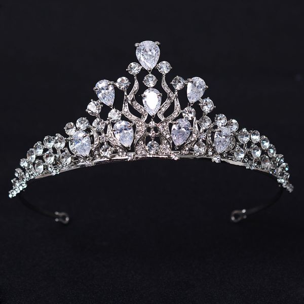 

3a zircon diamond-studded white crown headband environmental copper jewels hairband bling wedding bridal hair accessories wx01, Silver