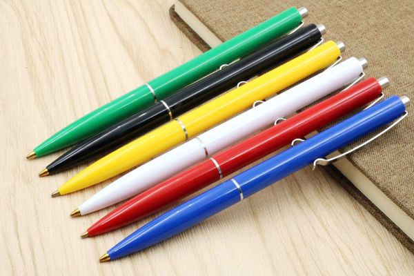 

colorful press plastic student with gift silver clip ballpoint pen, Blue;orange