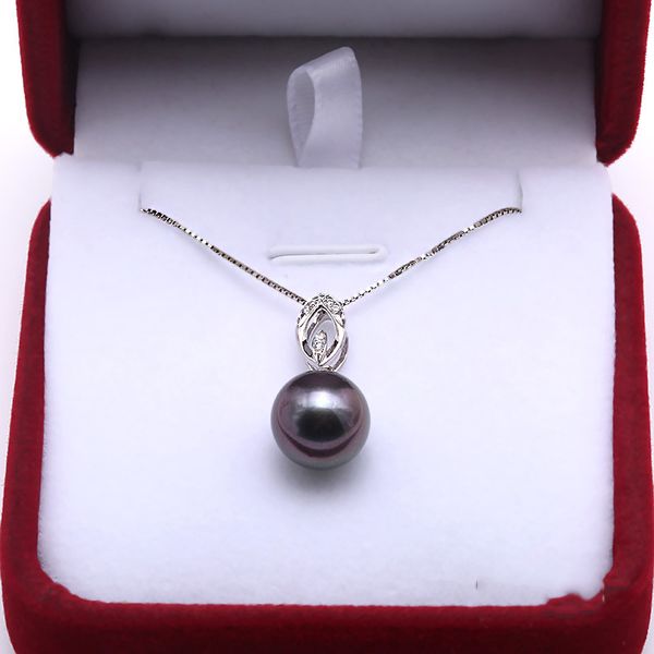

jyx exquisite 9.5mm black tahitian pearl south sea cultured pendant in 925 sterling silver 18 inches