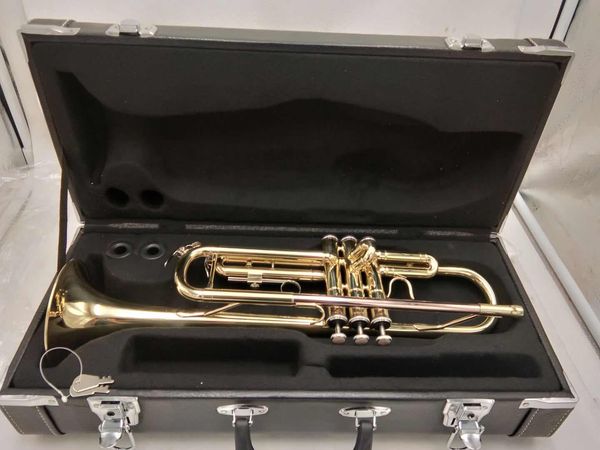 

jupiter trumpet gold lacquer jtr-700 b flat professional trumpet bell musical instruments +original case