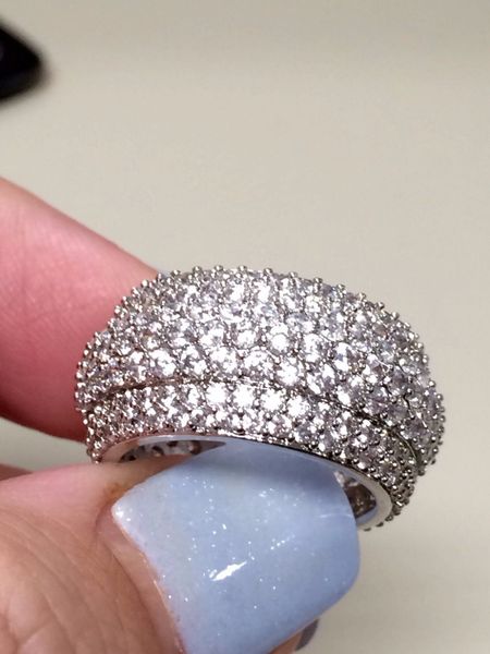 

brand jewelry full prong setting round 310pcs diamond ring 925 sterling silver women engagement wedding band ring sz 5-11, Slivery;golden