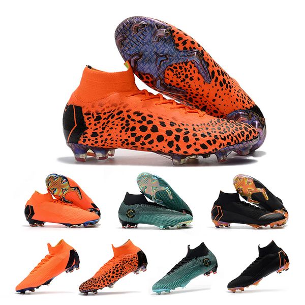 

2018 new 20th Anniversary 12 XII soccer shoes for men Mercurial Superfly VI 360 Elite FG ronaldo waterproof knitting socks soccer cleats
