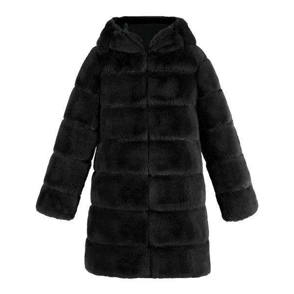 

women faux fur coat 2018 winter fluffy warm long thicken coats modis fur jackets female sweatcoat manteau femme wjk, Black