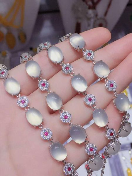 

natural chalcedony bracelet, clean and bright c22#, Golden;silver