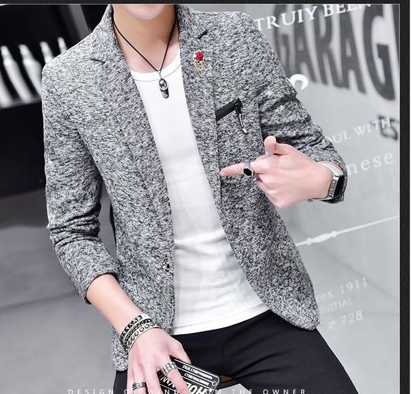 

2017 leisure western-style clothes spring and autumn korean men's tide coat, White;black