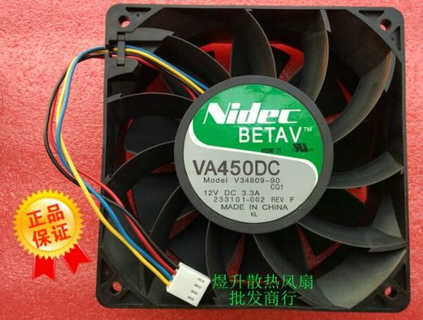 Orijinal NIDEC VA450DC V34809-90 DC12V 3.3A 120*120*38mm Dört Çizgi PWM Büyük Hava Hacmi Soğutma Fanı