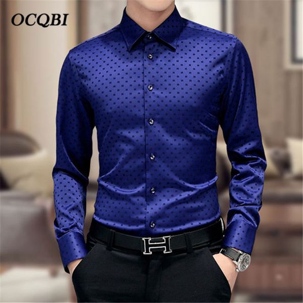 

plus size men clothes 2018 dot smart casual dress shirt fashion summer camisas para hombre, White;black