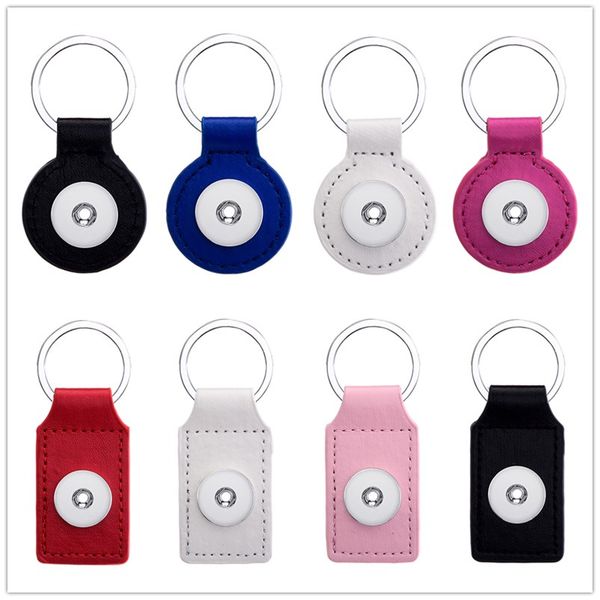

fashion pu leather square round keyring noosa chunks 18mm snap buttons key chains keys ring jewelry for men & women, Slivery;golden