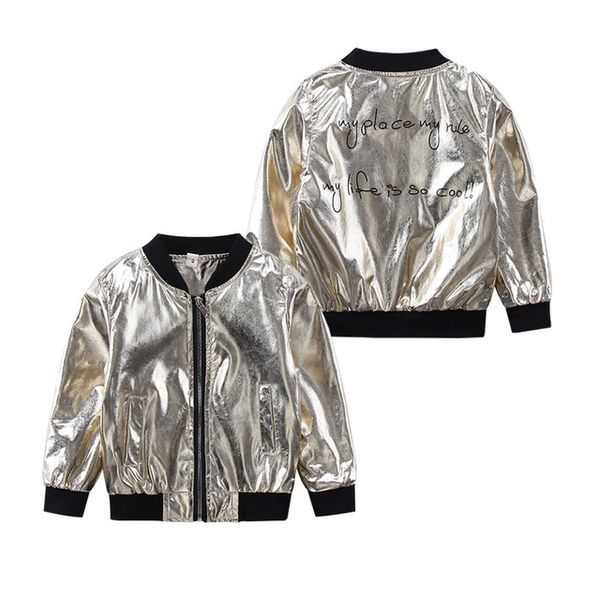 1 7 Years Leather Golden Bomber Jacket Babies Clothes For Baby Boy