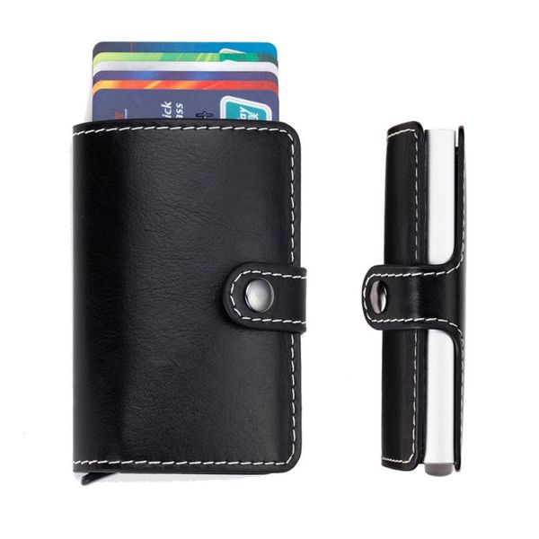 

molave card holder new leather women men id protector package box holder wallet feb19, Brown;gray