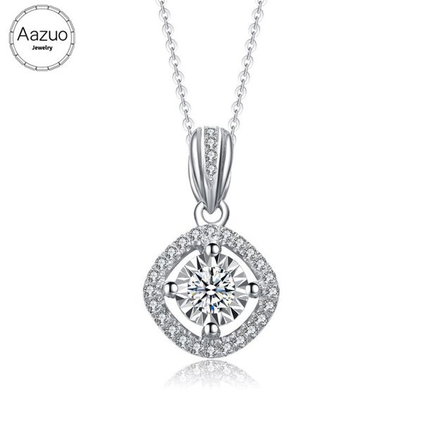 

aazuo 18k white gold(au750) real diamonds 0.20ct pendent necklace with chain for women engagement wedding party gift au750, Silver