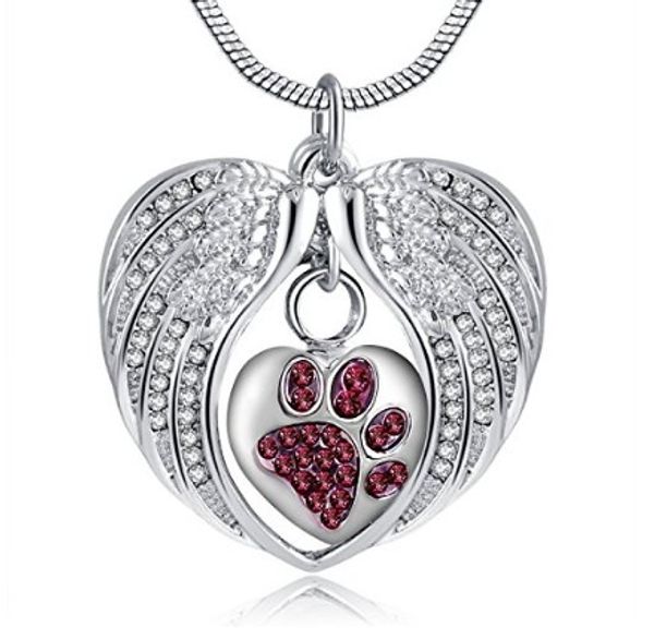 

wholesale necklace pendant stainless steel angel wings heart - shaped footprint perfume bottle ashes - box cremation funeral ashes jewelry., Silver