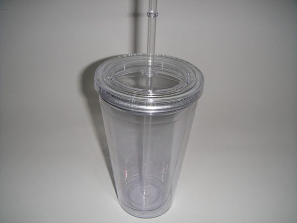 

16oz cold drink tumbler double wall ippy cup clear pla tic a in ulated tumbler cup with lid with traw