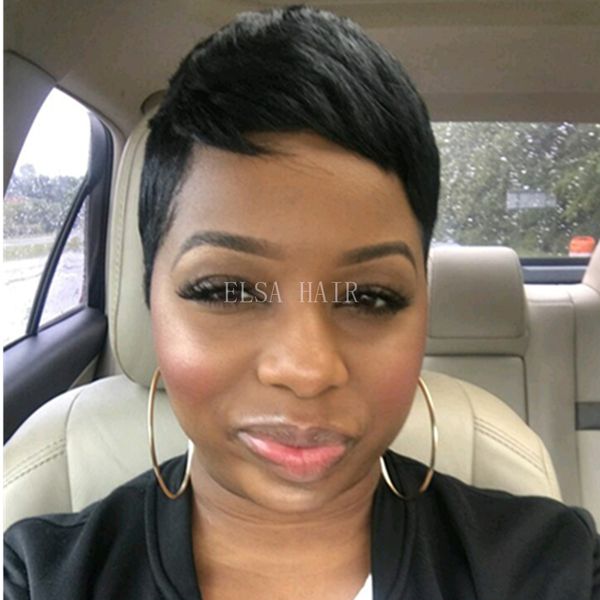 

100% humanhair shortbob wigs for black women full machine made lace brazilian pixie cut indian human hairwigs short wigs